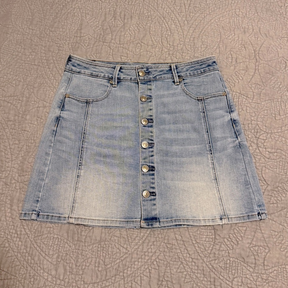 NWT American Eagle Outfitters Super Stretch Hi Rise A-Line Denim Skirt Size 10